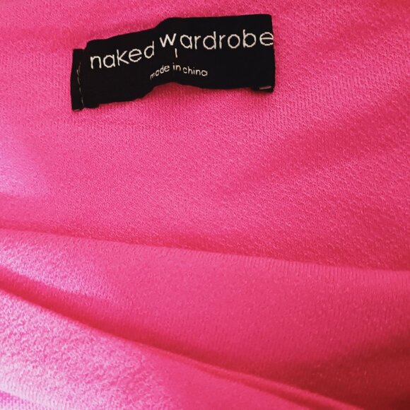 NEW Naked Wardrobe‎ Mesh It Up Longsleeve Thong Bodysuit in Bright Pink, Large - Picture 6 of 12